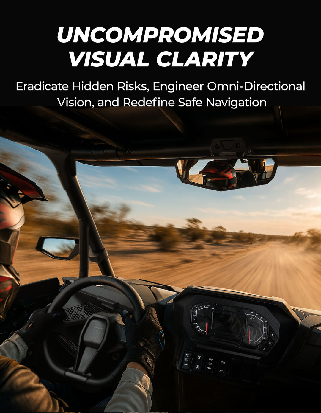 Side Mirrors & Rear View Mirror for Polaris RZR XP 1000/4 2024-2025