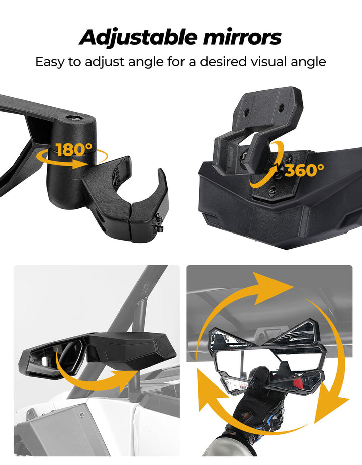 Side Mirrors & Rear View Mirror for Polaris RZR XP 1000/4 2024-2025