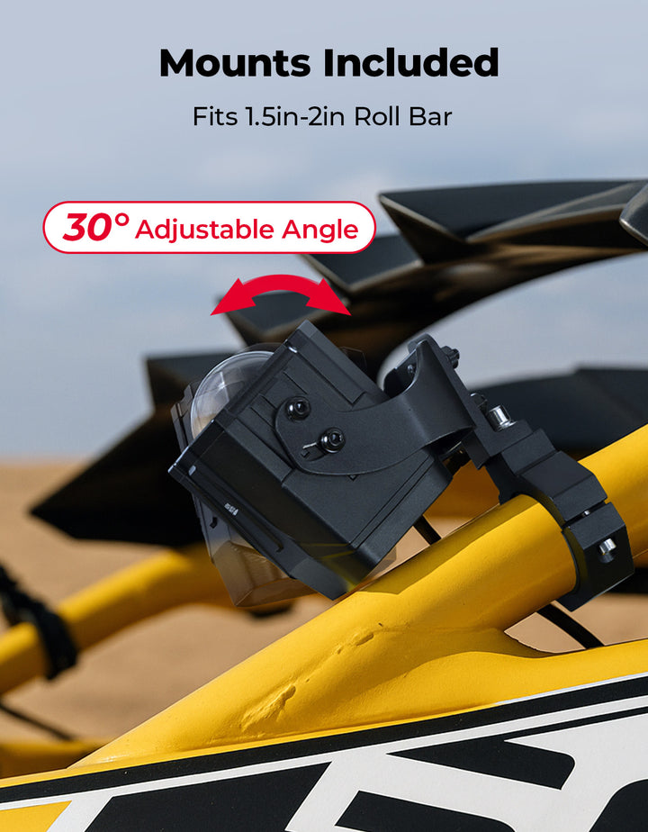 Whipless LED Chase Lights – 9 Flash Modes, Fits 1.5''–2'' Roll Cages – Compatible with RZR, Maverick X3, Defender, CFMoto