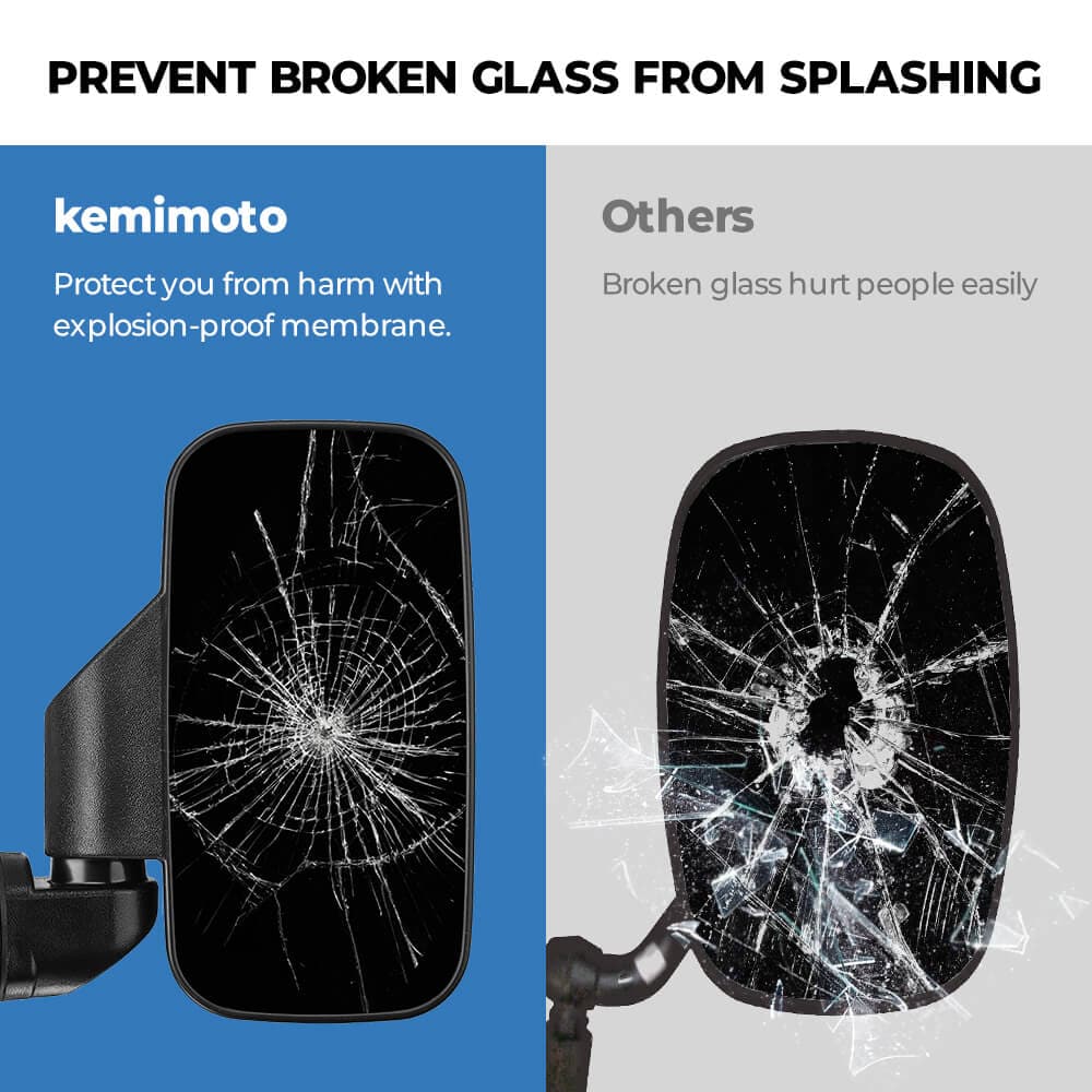 Polaris Ranger Adjustable Break Away Side Mirrors & 2" Tie Down Anchors - KEMIMOTO