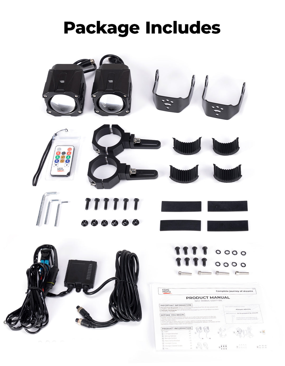 Whipless LED Chase Lights – 9 Flash Modes, Fits 1.5''–2'' Roll Cages – Compatible with RZR, Maverick X3, Defender, CFMoto