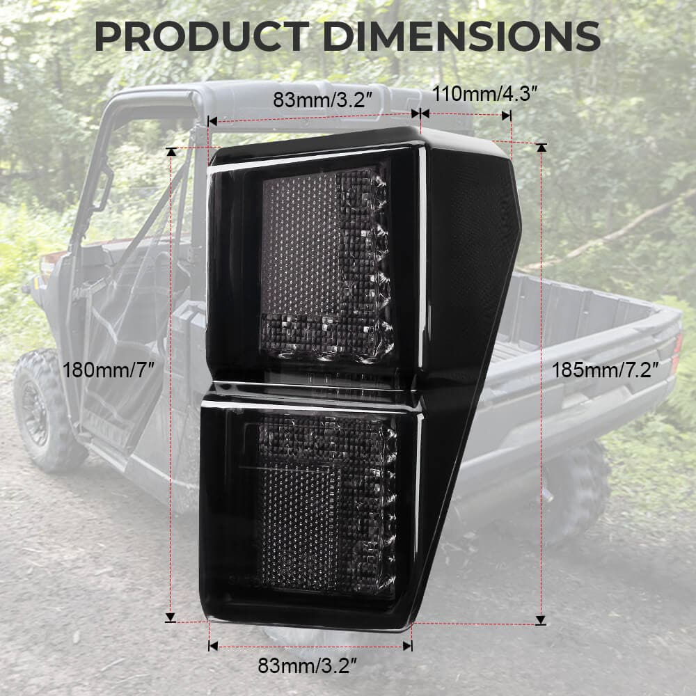 Polaris Ranger 1000 XP/Crew Adjustable Break Away Side Mirrors & Tail Light - KEMIMOTO