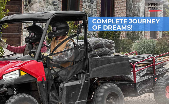 Polaris Ranger Adjustable Break Away Side Mirrors & 2" Tie Down Anchors - KEMIMOTO