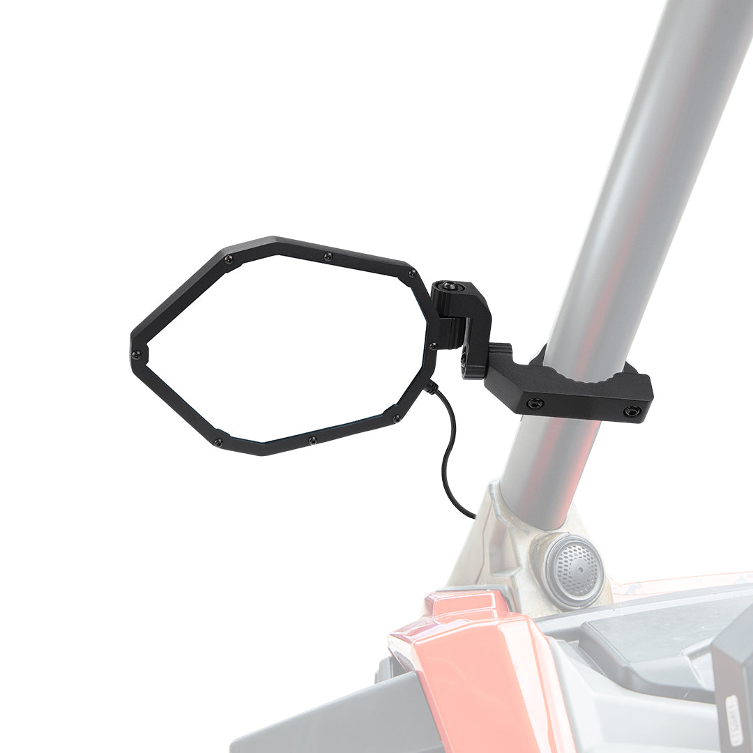 UTV 1.62"-2" Round Tube Adjustable Side Mirrors With RGB Light