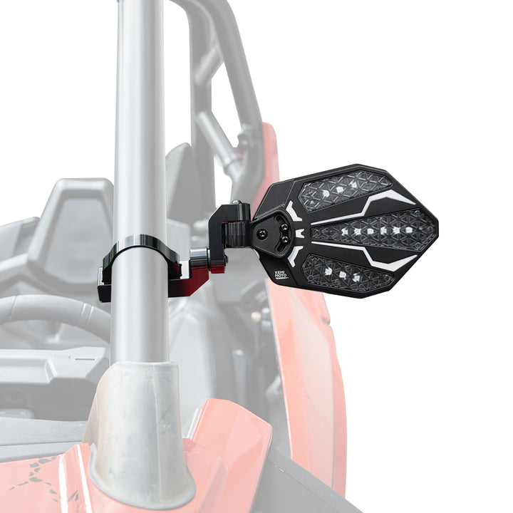 UTV 1.62"-2" Round Tube Adjustable Side Mirrors With RGB Light