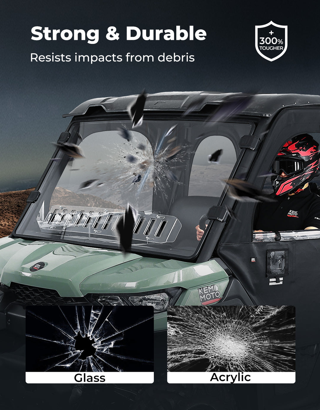 Front Vented Full Windshield For Can-Am Defender HD 5/ 8 / 10 / MAX