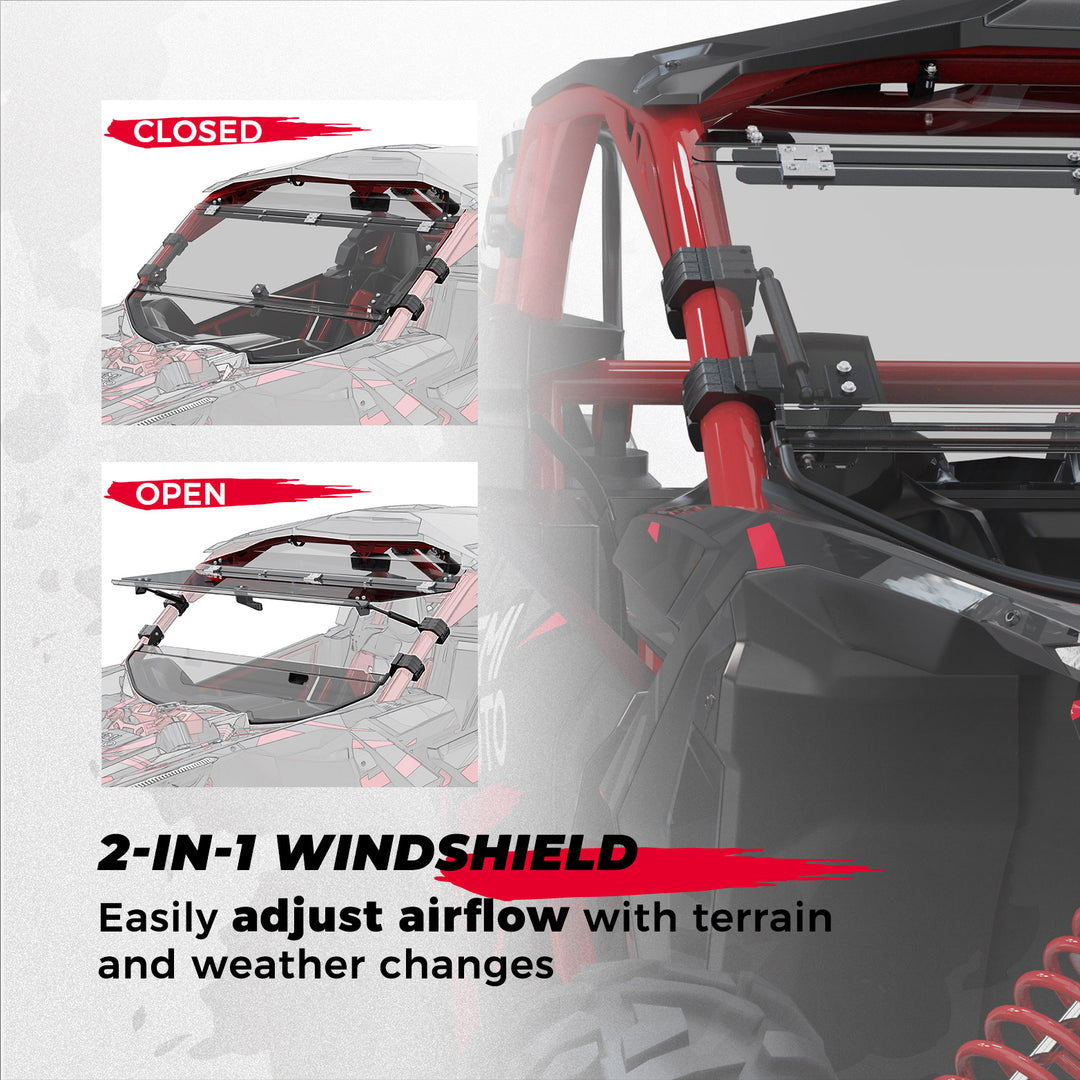 Scratch Resistant PC Flip Windshield for Can Am Maverick X3