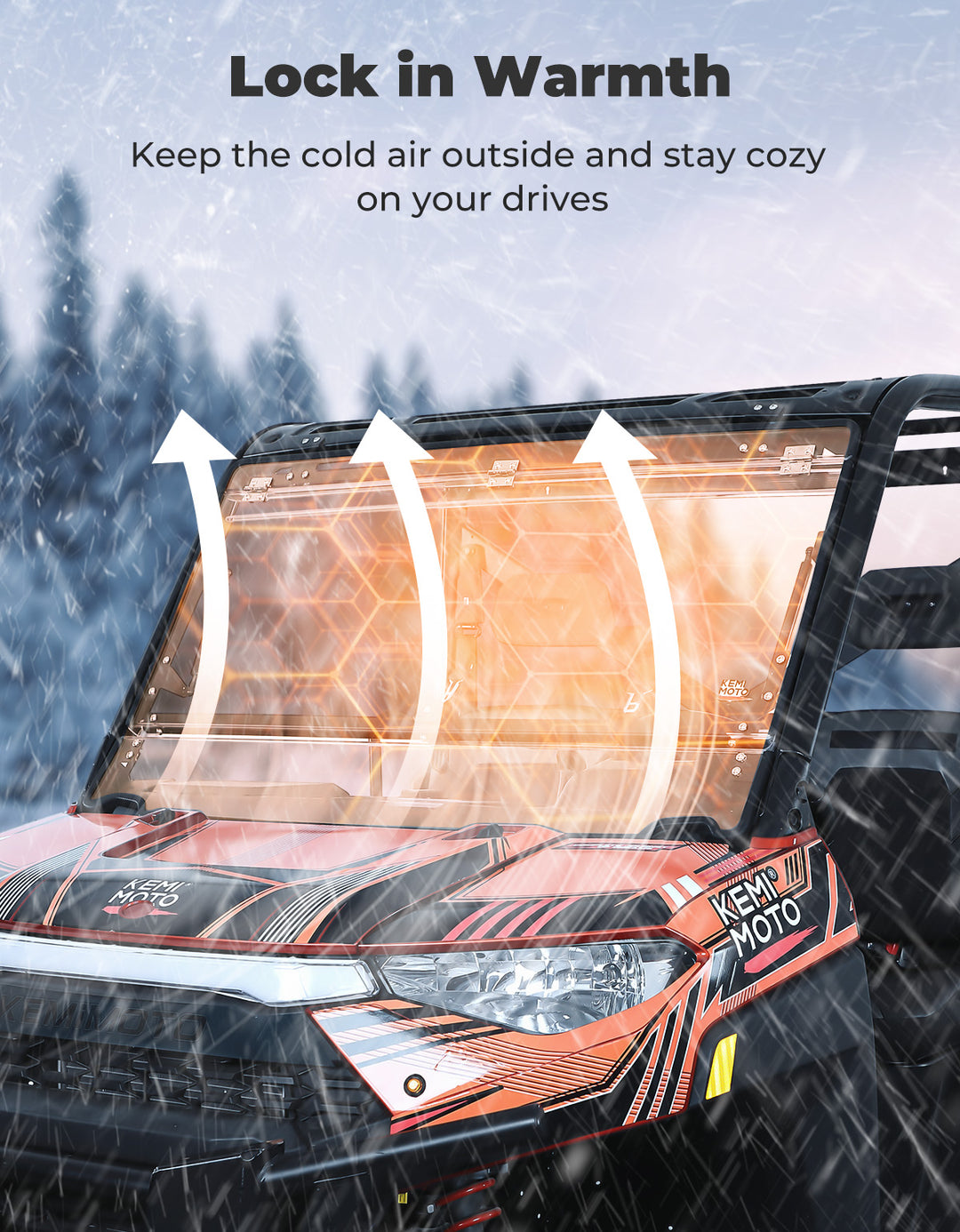 2-IN-1 Flip Windshield & Rear View Mirror for Polaris Ranger XP