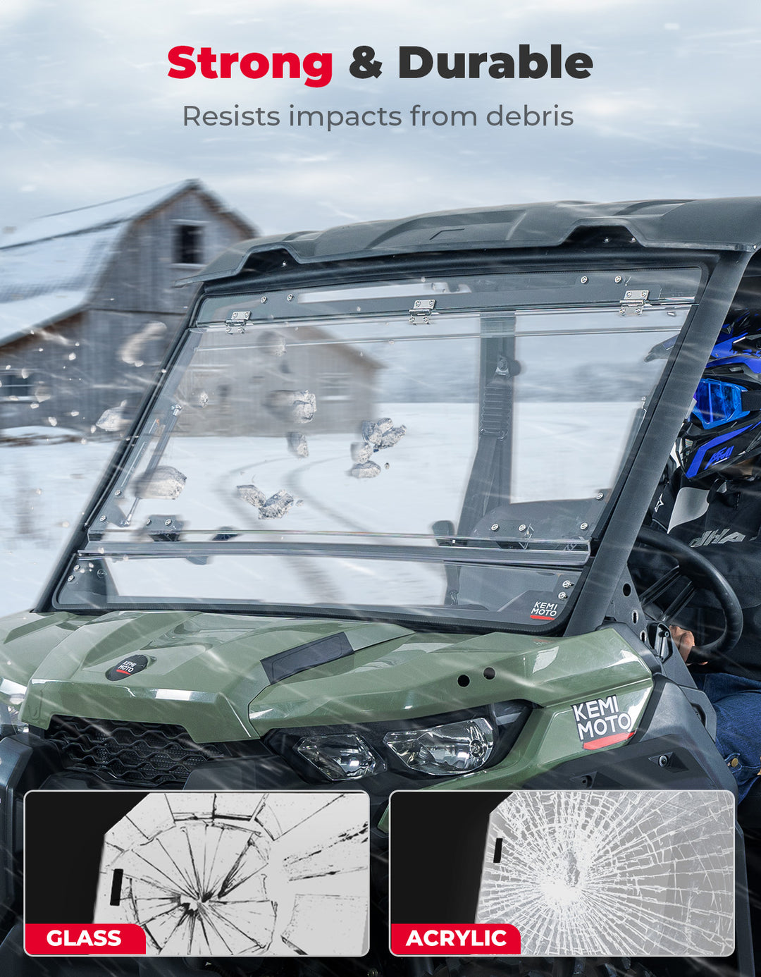 3-in-1 Flip Scratch-Resistant Windshield for Can-Am Defender & Defender Max HD5/HD8/HD10