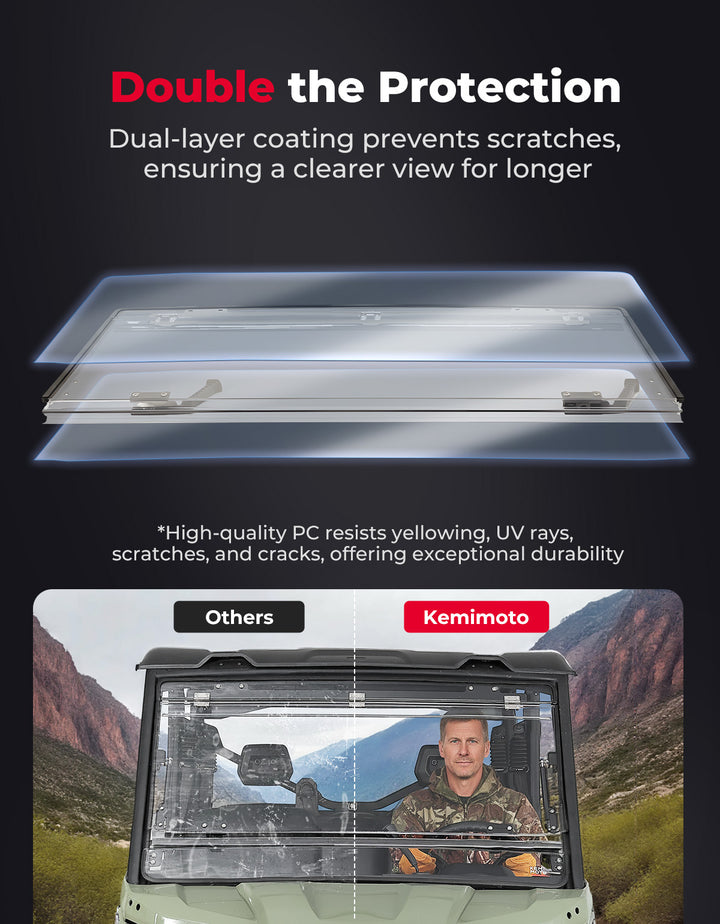 3-in-1 Flip Scratch-Resistant Windshield for Can-Am Defender & Defender Max HD5/HD8/HD10