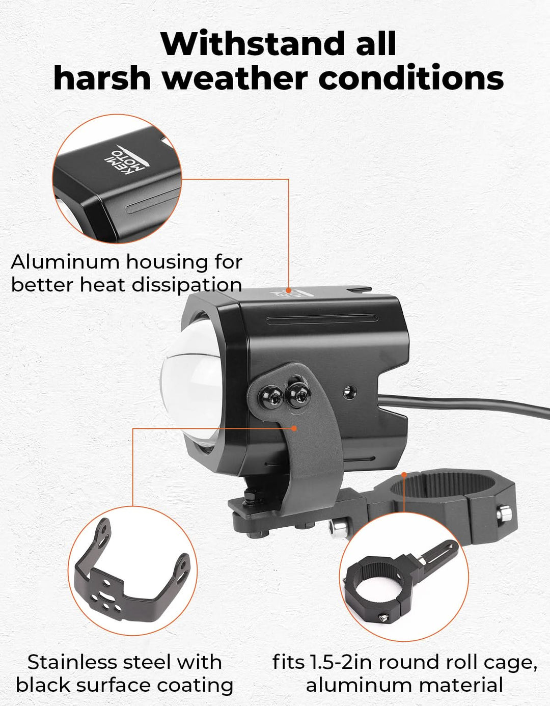 70mm Whipless LED Whip Lights w/ 1.5''-2'' Roll Bar Mounts for Can-Am Polaris CFMOTO