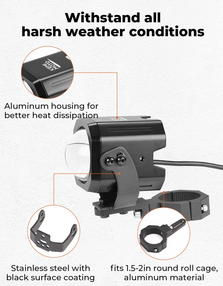 70mm Whipless LED Whip Lights w/ 1.5''-2'' Roll Bar Mounts for Can-Am Polaris CFMOTO