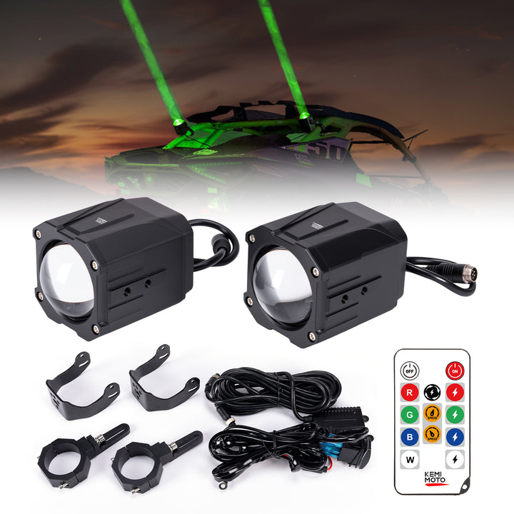 Whipless LED Chase Lights – 9 Flash Modes, Fits 1.5''–2'' Roll Cages – Compatible with RZR, Maverick X3, Defender, CFMoto