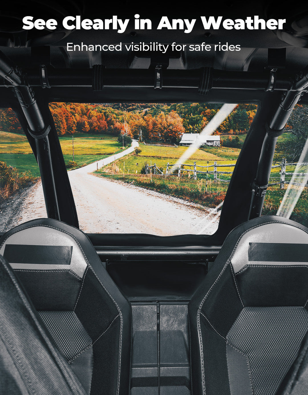 2 in 1 UTV Rear Soft Windshield with Cargo Bed Cover for Polaris RZR XP 1000/4 2014-2023 - Kemimoto