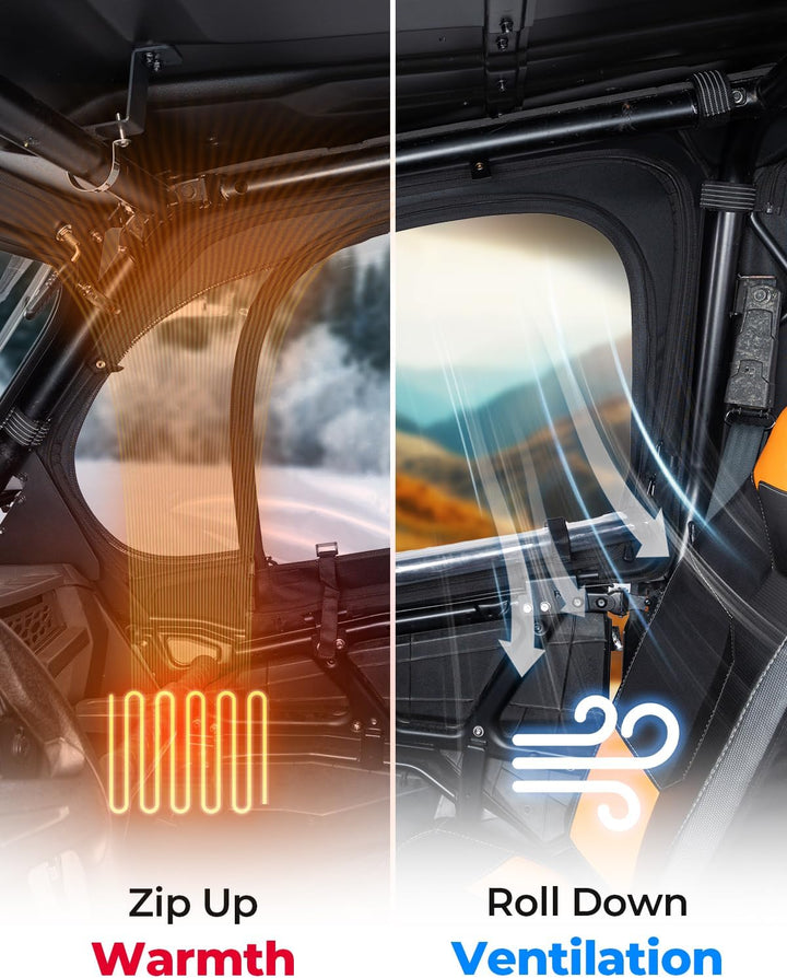 Cab Enclosure Upper Doors With Steel Door Frame for Polaris RZR XP4 1000, 2019-2023