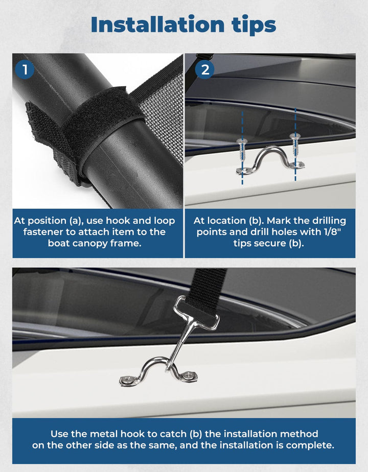 Detachable Mesh Sidewalls for 3 Bow Bimini Tops