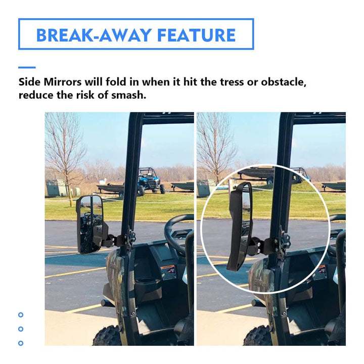 Polaris Ranger & Can-Am X3 Side View Mirrors with Lock and Ride Cab System/Heavy Duty Large Size - KEMIMOTO