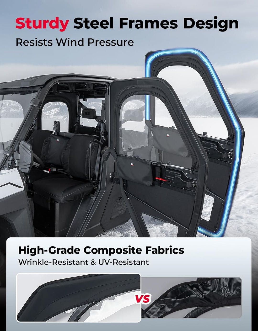 UTV Doors With Steel Frame for Polaris Ranger CREW XP 1000 2018-2025