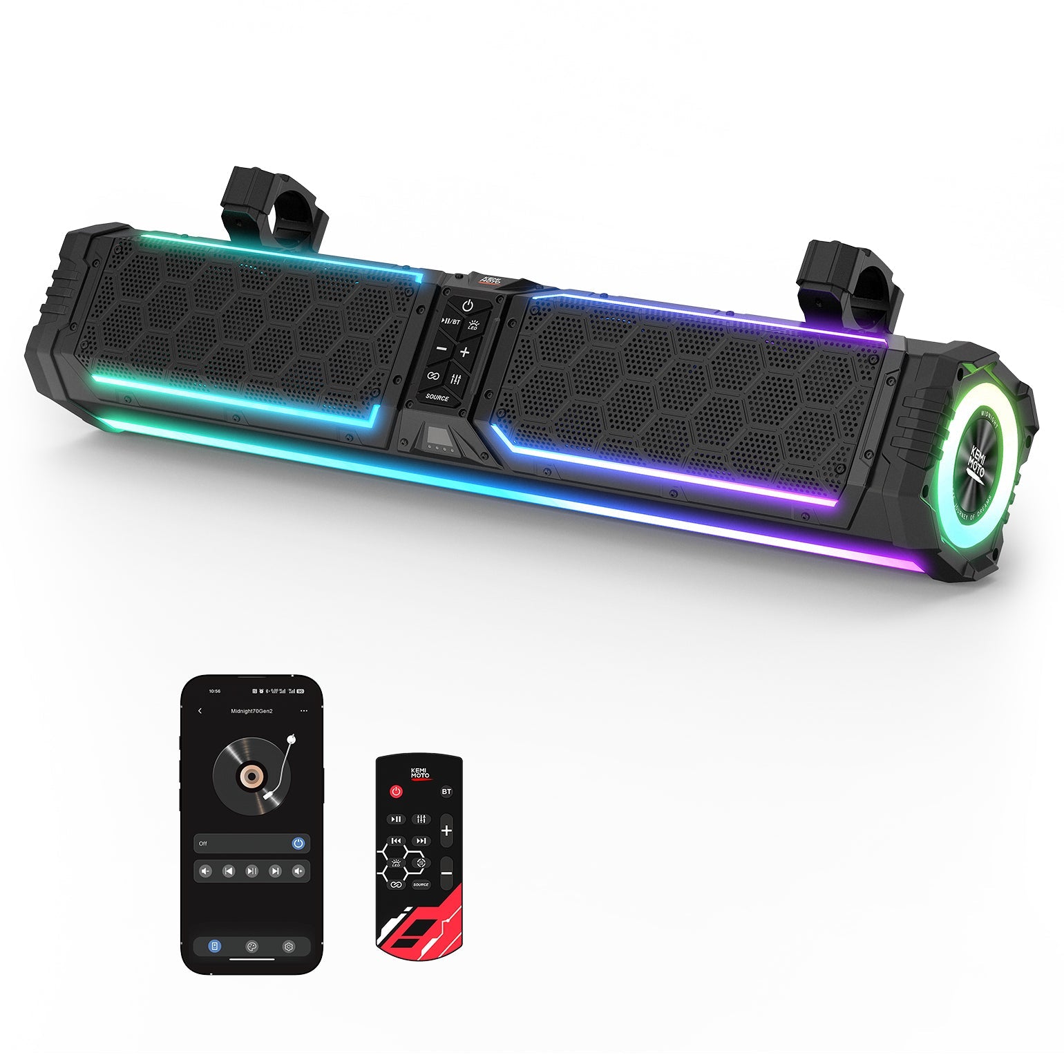 Midnight 70 Gen2 UTV Soundbar For Can-Am Polaris with Smart Control