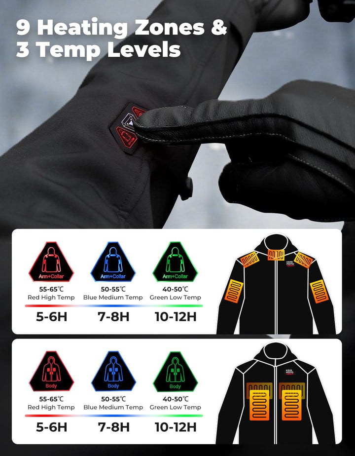 Heated Jacket with APP Control and 2A Battery for Motorcycle Outdoor Hiking