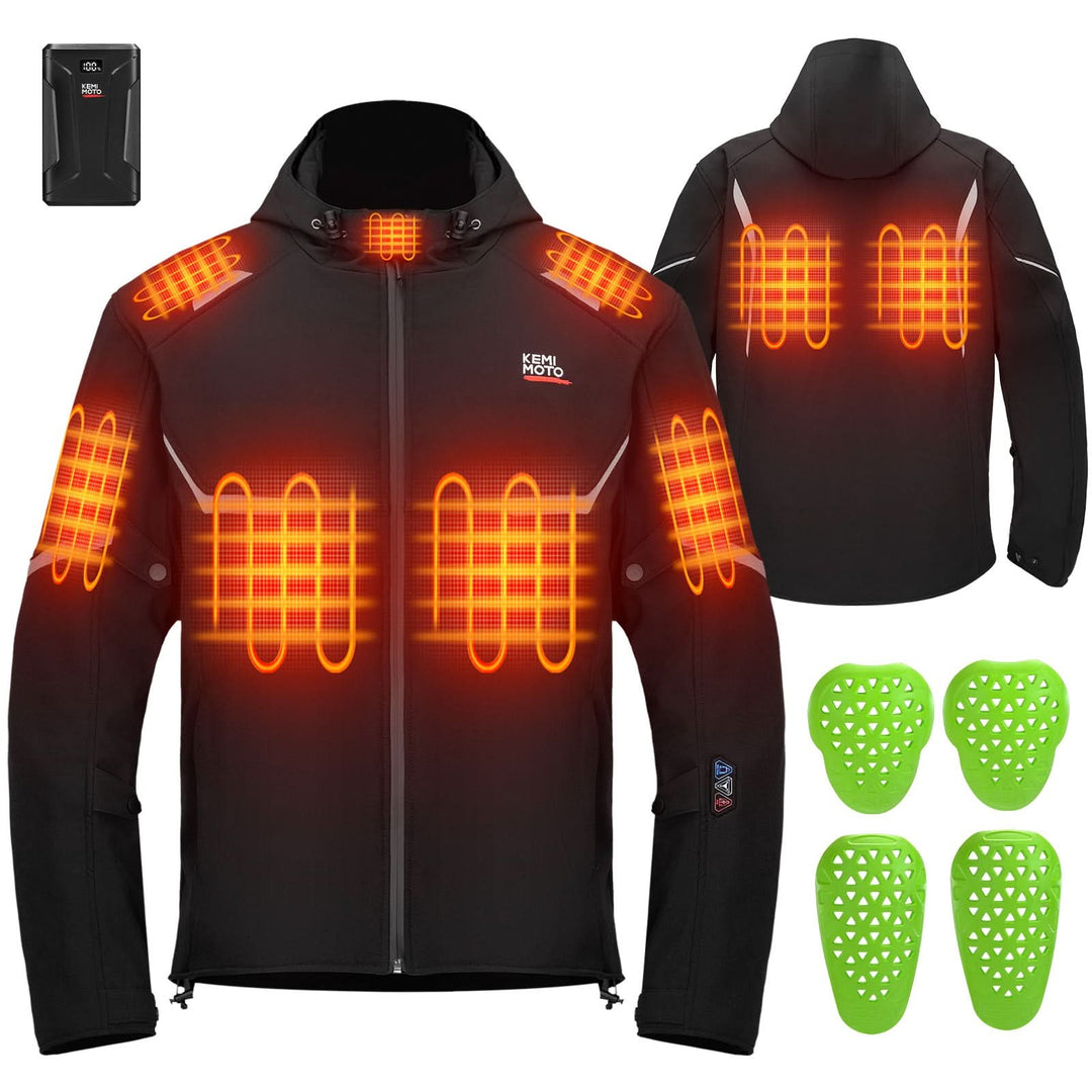 Heated Jacket with APP Control and 2A Battery for Motorcycle Outdoor Hiking