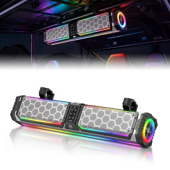 KEMIMOTO Midnight S70 Gen2 UTV Soundbar For Can am Polaris 680W Max Power, IP66 Waterproof & Quad Passive Radiators