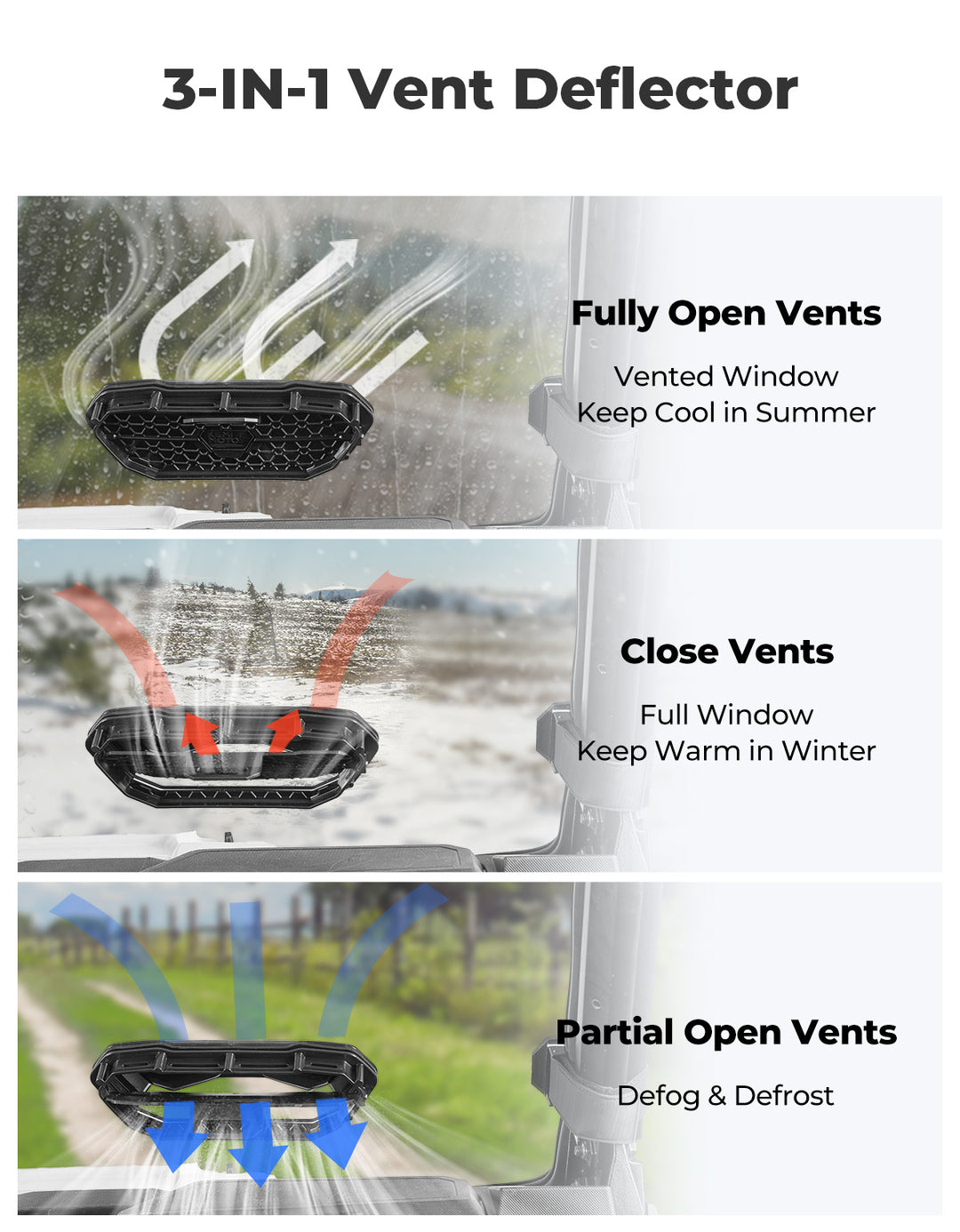 UTV Vent Windshield for Polaris RZR XP 1000 / XP 4 1000 / XP Turbo / XP 4 Turbo