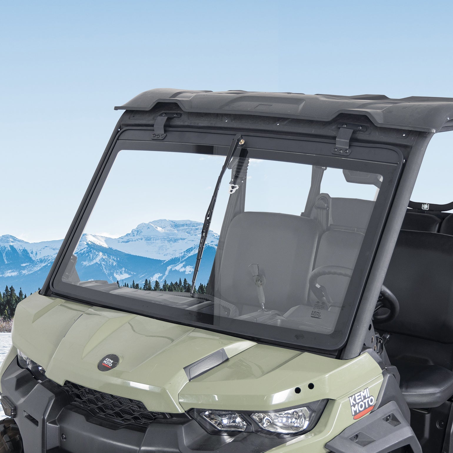 Can-Am Defender Glass Windshield with Manual Wipers (2016–2026) - Kemimoto
