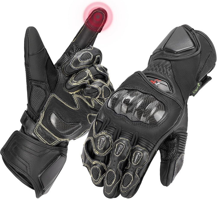 Motorcycle Gloves, Racing Leather Touchscreen Riding Gloves