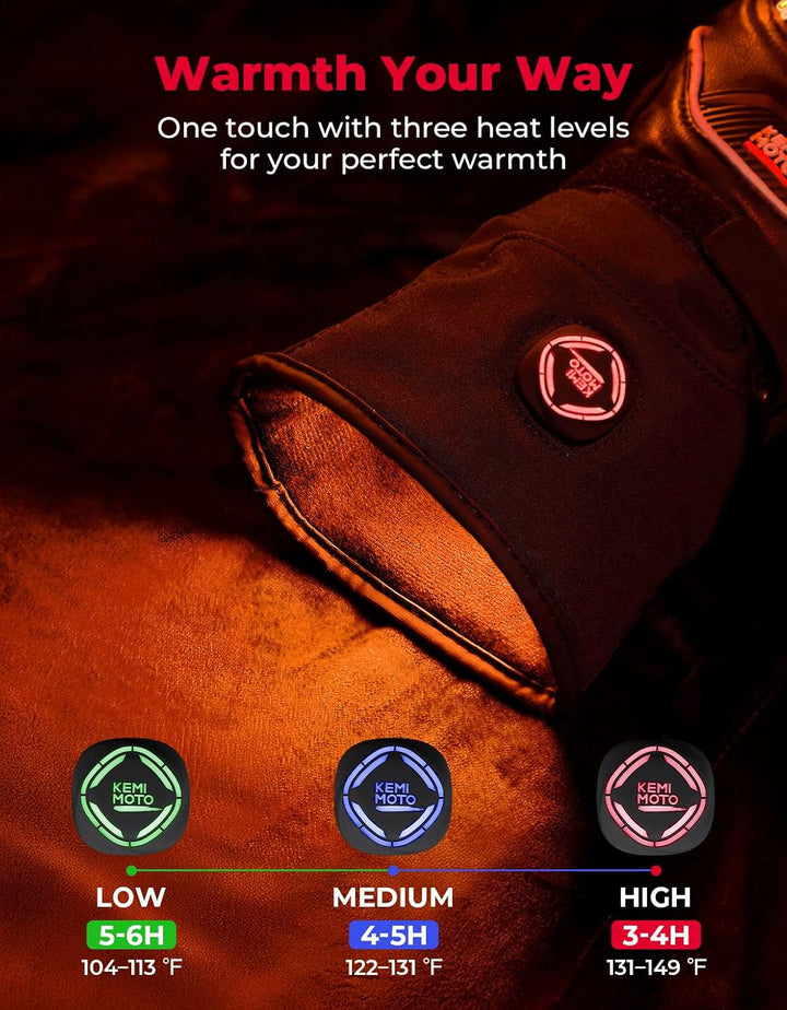 Heated Motorcycle Gloves with 7.4V 2500mAh Rechargeable Battery