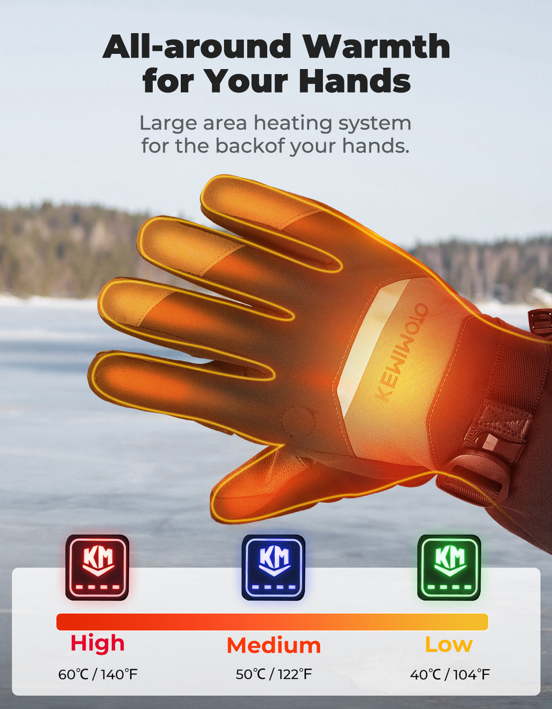 Heated Gloves with Magnetic Flap for Fishing, Cycling, Hiking, Hunting