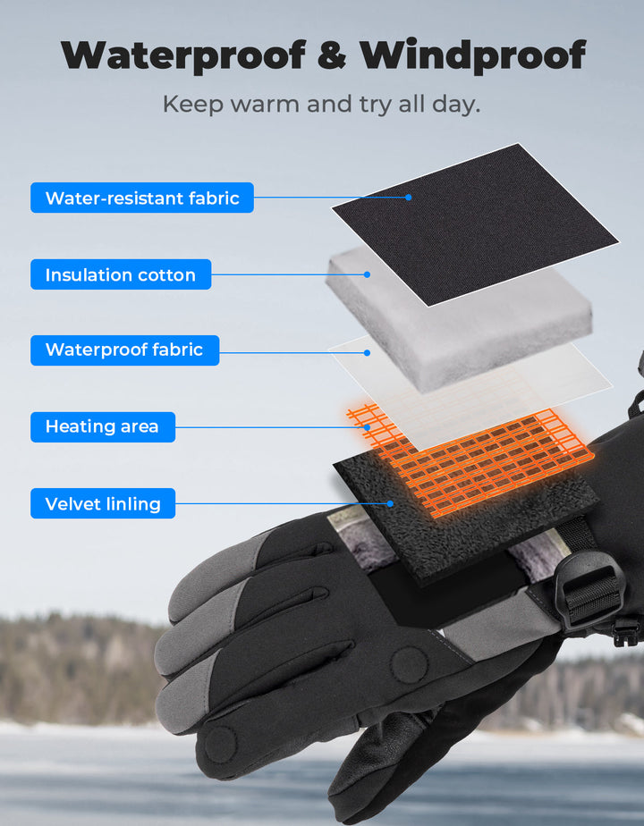 Heated Gloves with Magnetic Flap for Fishing, Cycling, Hiking, Hunting