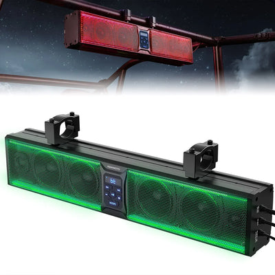 UTV Sound Bar RGB 25'' Bluetooth Multicolor Lights 500W Amplifier 1.25''-2'' Roll Bar