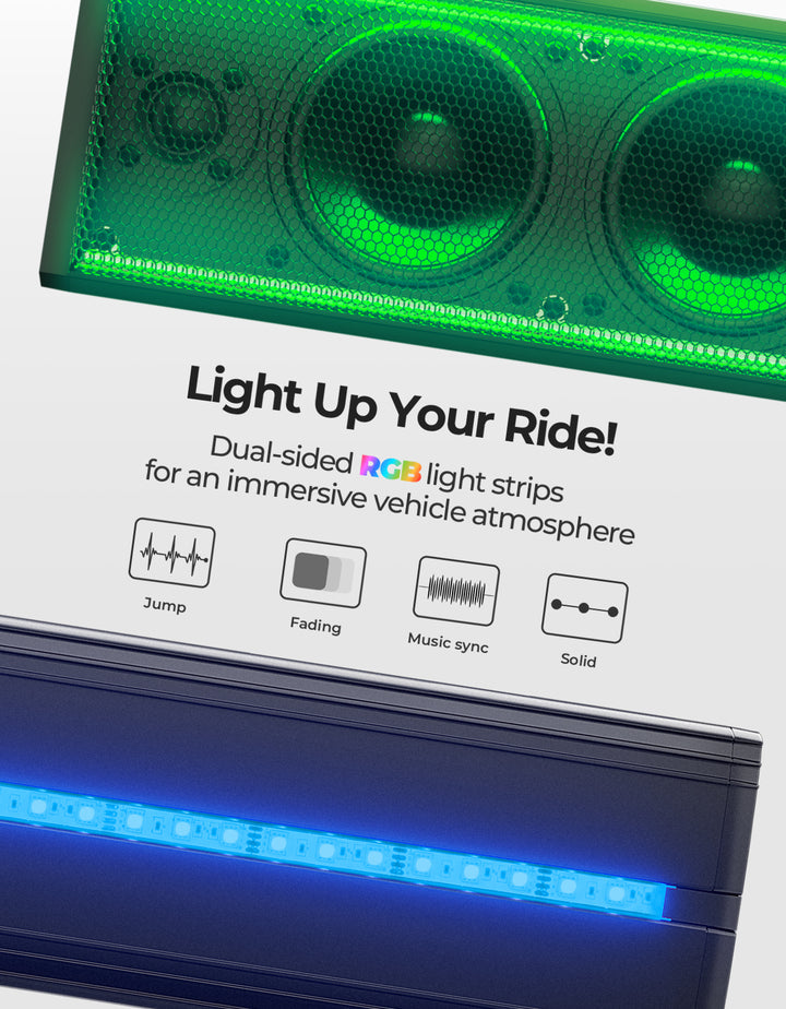 UTV Sound Bar RGB 25'' Bluetooth Multicolor Lights 500W Amplifier 1.25''-2'' Roll Bar