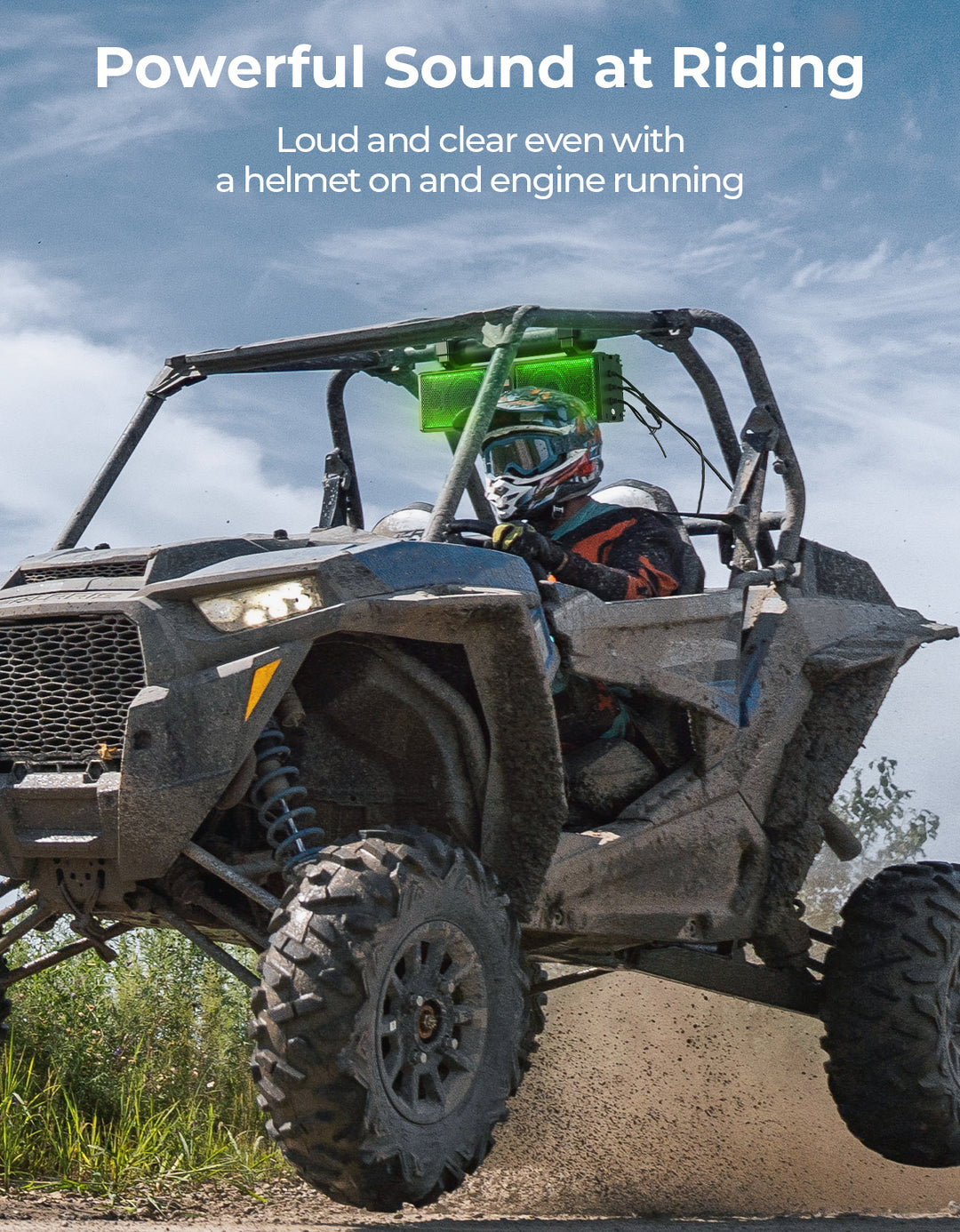 UTV LED Whipless Light & 4-Speaker RGB Sound Bar Combo Kit