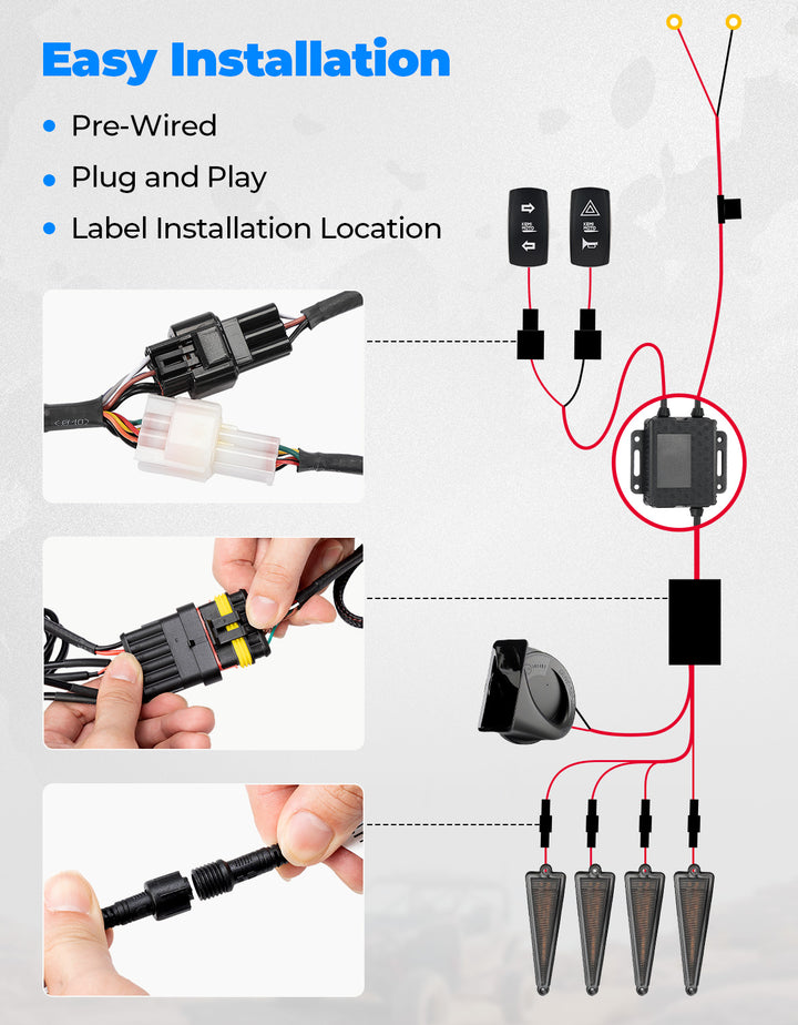 UTV Turn Signal Kit with 110D Horn for Polaris|Can-Am|Teryx|CFMOTO