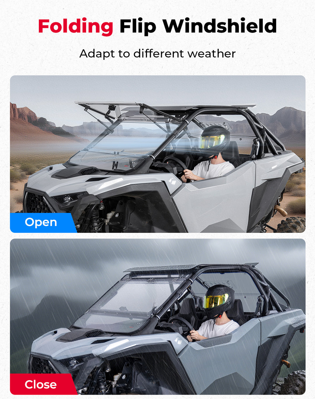 3-IN-1 Flip Windshield for 2025+ Polaris RZR PRO