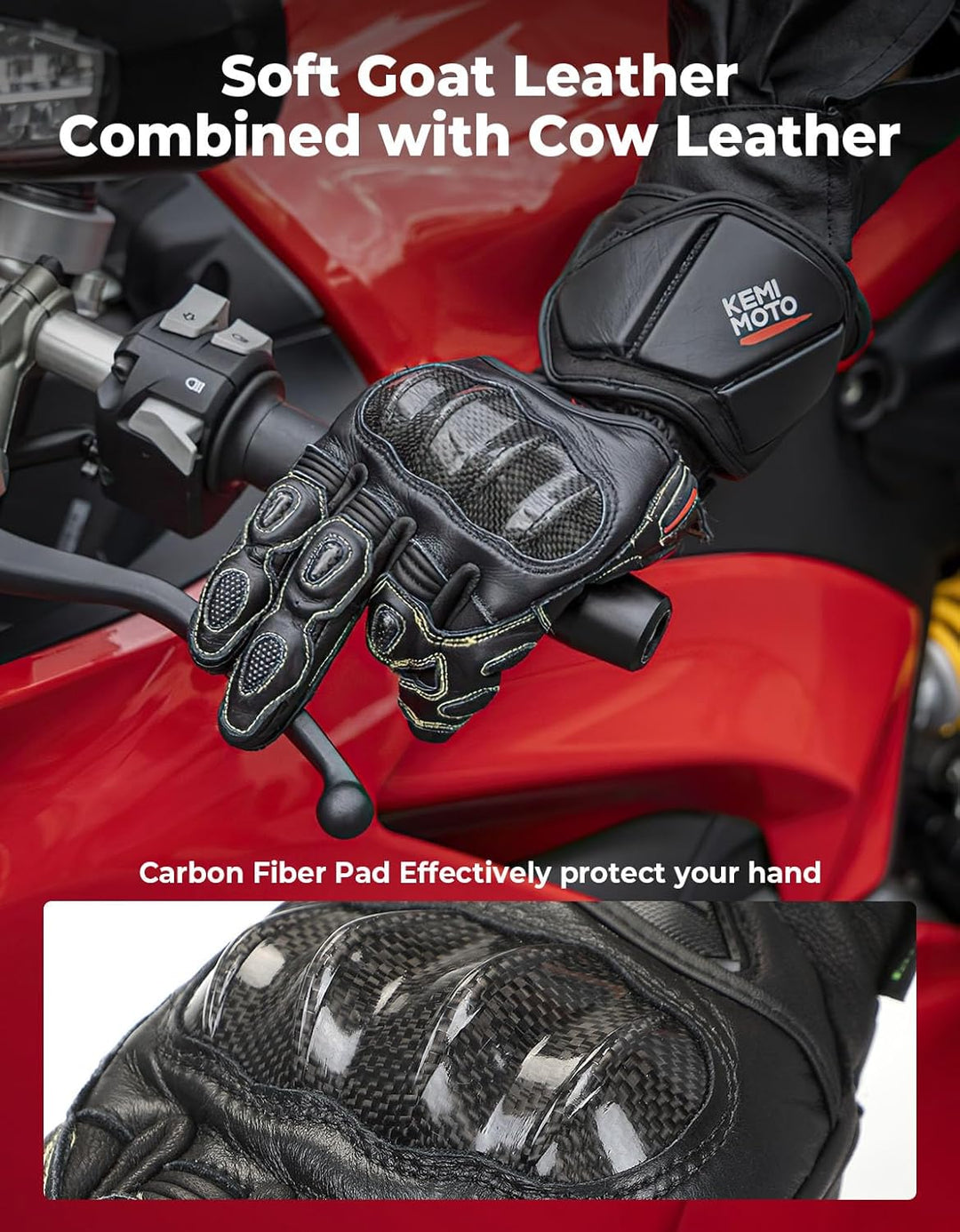 Motorcycle Gloves, Racing Leather Touchscreen Riding Gloves