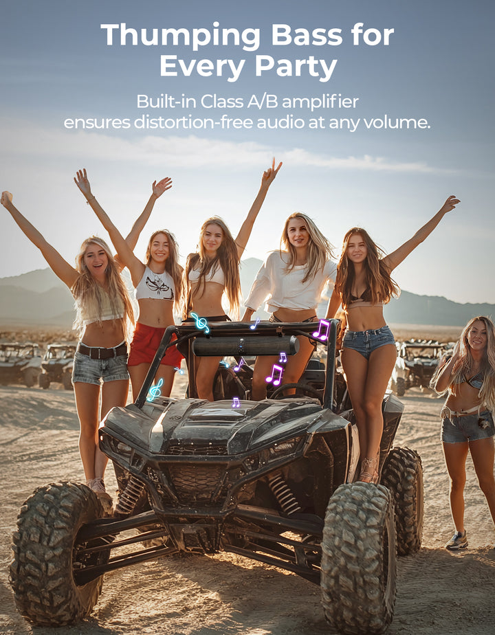 6 Speaker UTV Bluetooth Sound Bar for 1.56"-2.25" Roll Bar