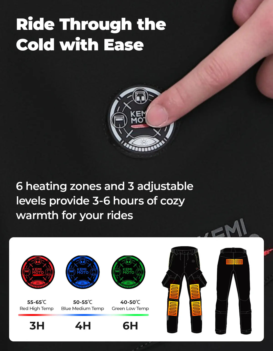 Men’s Heated Motorcycle Pants with 10000mAh Battery and Armor