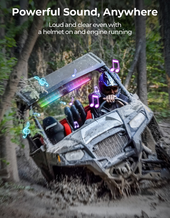 RGB UTV Soundbar, 28 Inch SXS Speaker for 1.56"- 2.25" Roll Cage