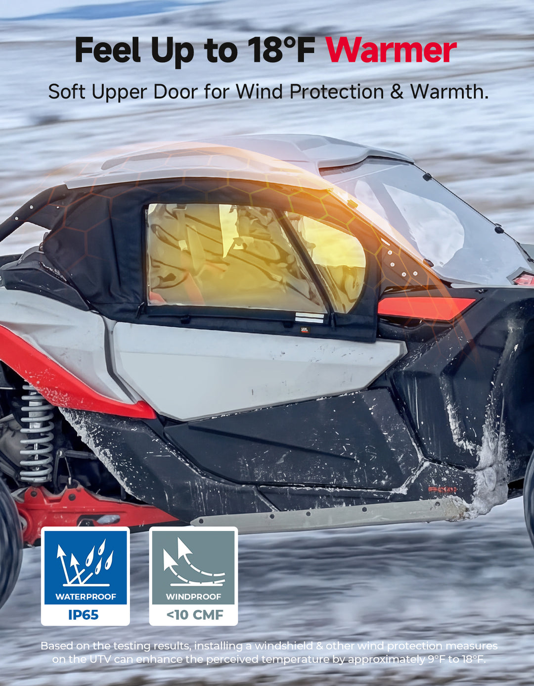 KEMIMOTO Soft Upper Doors with Frame for Can-Am Maverick X3 2 Seater with Premium YKK Zippers