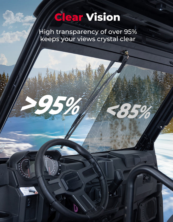 UTV Front Glass Windshield with Wipers for Polaris Ranger 1000/CREW 1000/XP 1000/CREW XP 1000 /XP 900/CREW 900/CREW XP 900