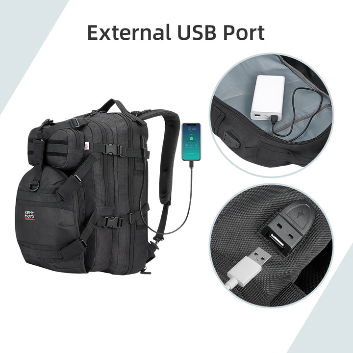 Motorcycle 37L Helmet Backpack with USB-charge Port