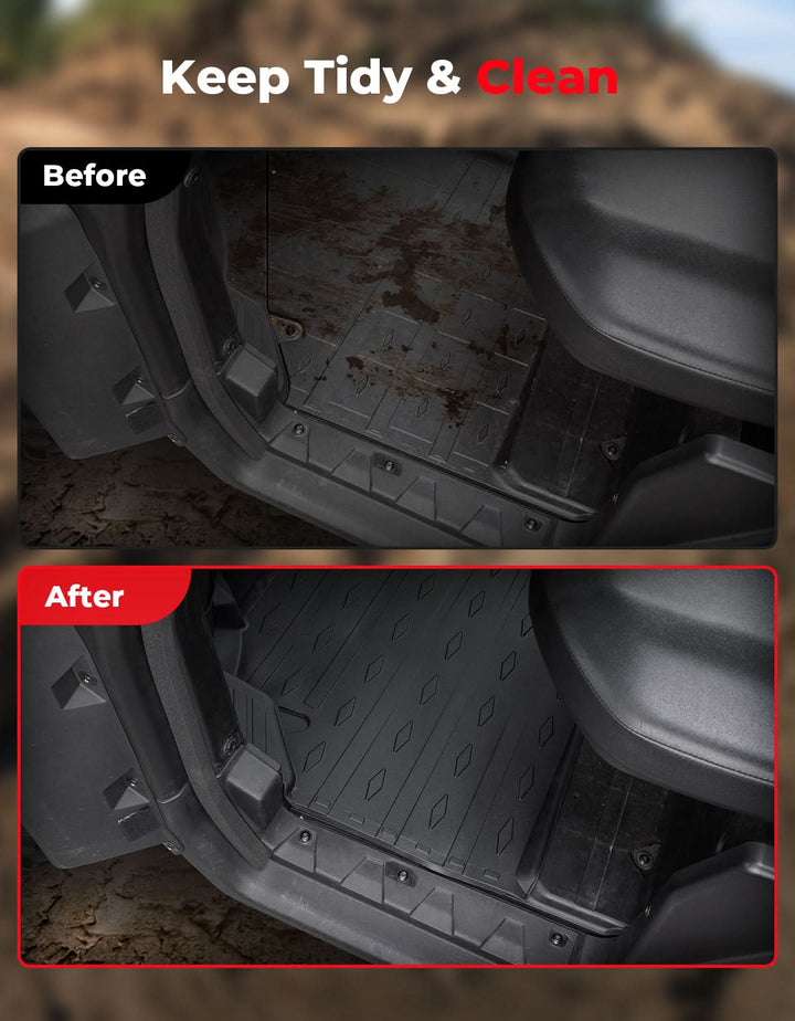 4PCS Floor Mats for Can-Am Defender MAX 2020–2025 All-Weather Rubber - Kemimoto