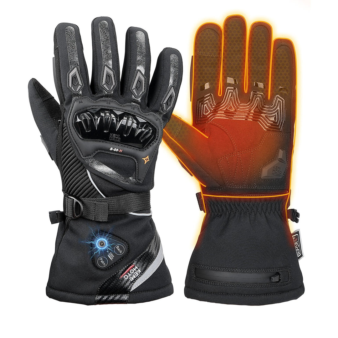 Heated Winter Motorcycle Riding Gloves  Gear with Magnetic Quick-Release Power Cable