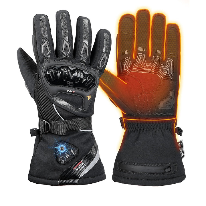 Heated Winter Motorcycle Riding Gloves  Gear with Magnetic Quick-Release Power Cable