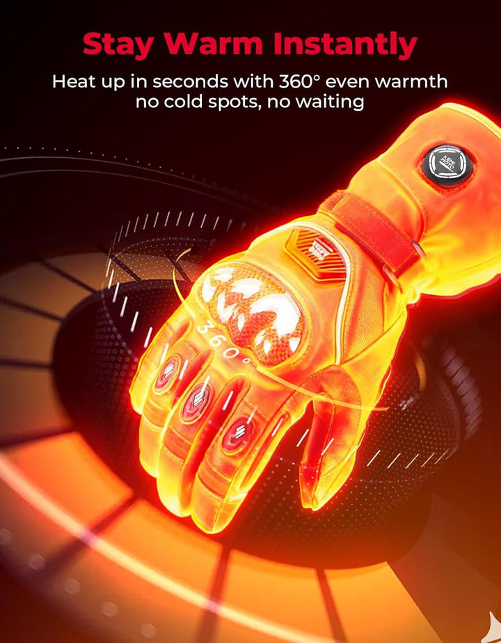 Heated Motorcycle Gloves with 7.4V 2500mAh Rechargeable Battery