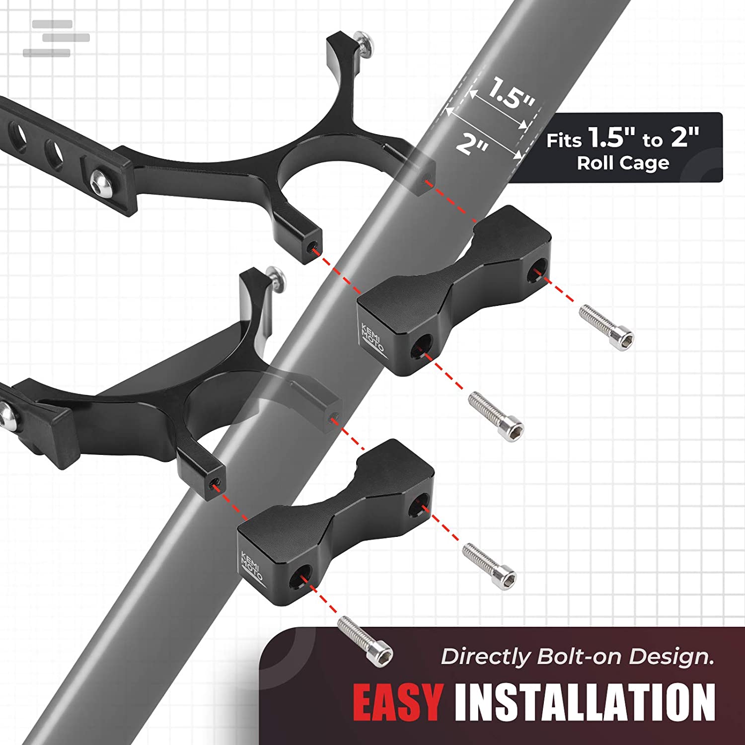 UTV Fire Extinguisher Holder Fit Polaris RZR, Can Am X3, Kawasaki Teryx - Kemimoto