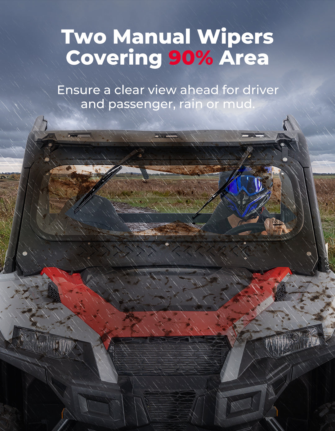 UTV Glass Windshield Front Windshield with wipers for Polaris General 1000, XP 1000, 4 1000